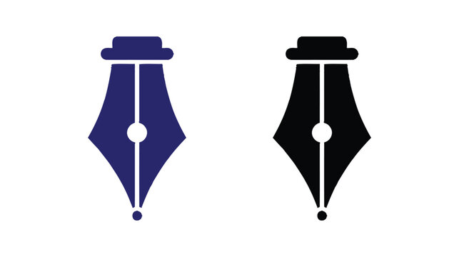 Pen nib icon illustration in black color with white background