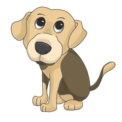 Ideal for childrens books, petrelated products, and veterinary services. Adorable cartoon dog with big eyes and floppy ears. Anime style illustration.