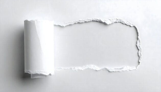 Papel blanco rasgado sobre fondo claro con borde irregular y espacio vac&iacute;o para texto en composici&oacute;n minimalista