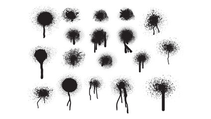 Spray paint splatter vector set. Black ink drip elements for urban street art design. © Raju