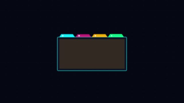 Minimalist digital interface frame with colorful tabs for ui and presentation overlays animation 4k