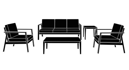 Fototapeta premium Modern contemporary furniture silhouette collection for living space