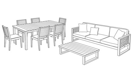 Fototapeta premium Outdoor furniture set dining sofa coffee table modern design