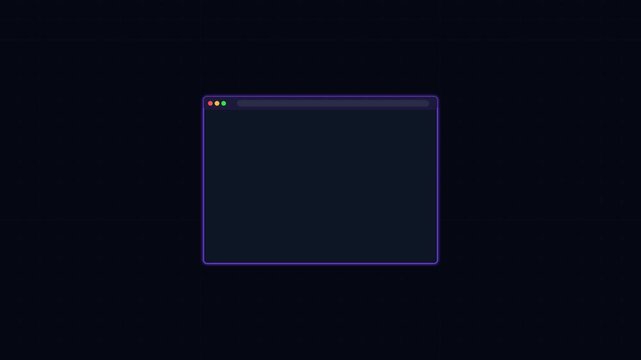 Minimalist web browser interface animation with dynamic layout blocks and dark mode aesthetic 4k