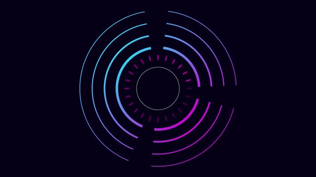 Neon digital hud circular loading interface animation with glowing pulse effect 4k