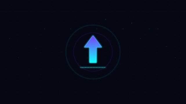 Neon gradient arrow upload animation for digital interface and web ui 4k