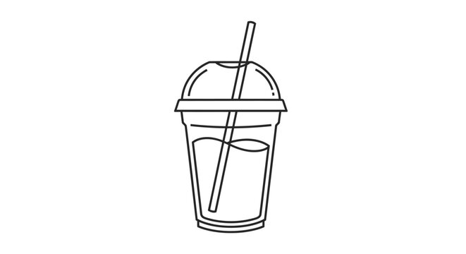 Clear plastic cup with lid and straw containing beverage