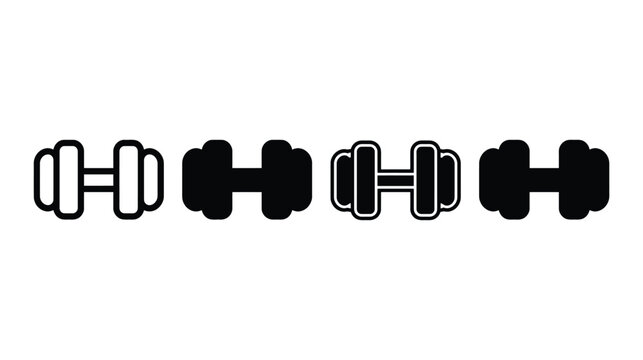 Dumbbell icons set in different styles and colors for fitness design