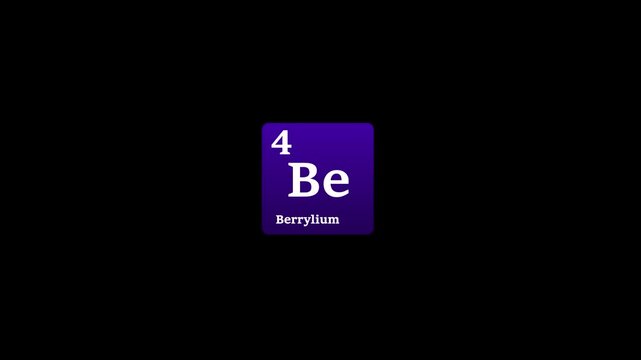 4 berrylium element symbol animation video