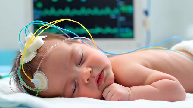 Newborn EEG Monitoring, Neonatal Brain Wave Signals with Electrodes