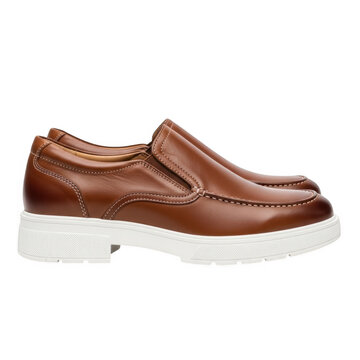 Brown leather dress shoes with brogue detailing