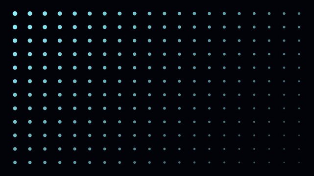 Abstract digital grid animation 4k background, with pulsing cyan, light dots and, motion pattern