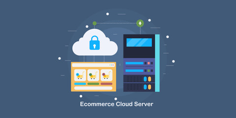 Obraz premium Ecommerce server with encrypted cloud architecture.