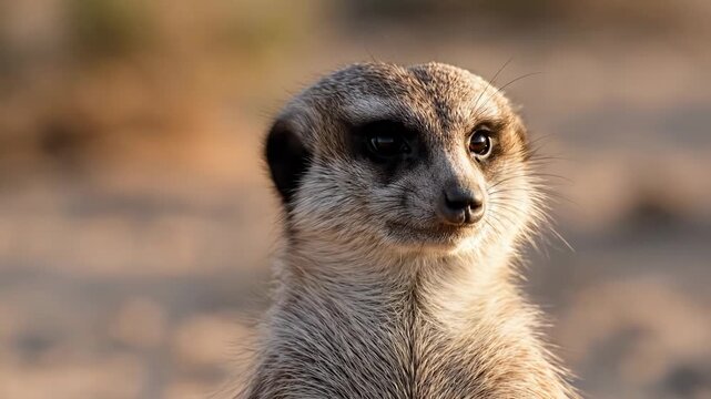 A curious meerkat watches the vast African plains at sunrise while basking in the gentle warmth of the morning sun as it remains ever vigilant within its natural habitat in the wild savanna