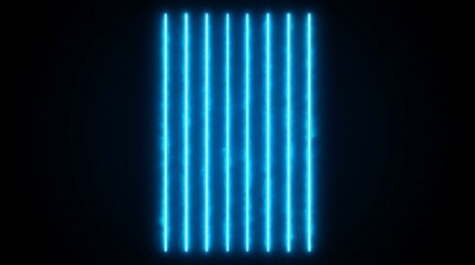 Obraz premium Blue lazer straight lines pack isolated. Neon glowing laser beam effect. Fluorescent LED electric lumin
