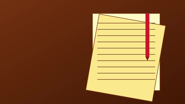 Animated paper note and document overlay, minimalist office task reminder concept animation 4k