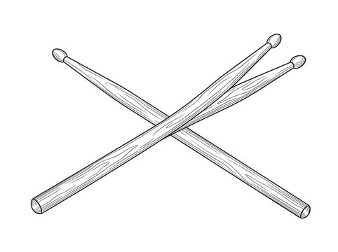 Crossed wooden musical instrument drumsticks drumstick vector