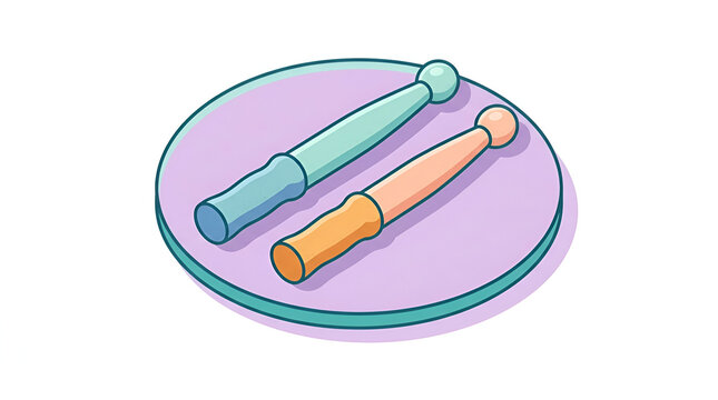 Drumstick vector illustration on a round practice pad