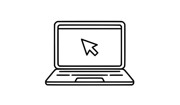 Open Laptop with Cursor Outline Vector Icon