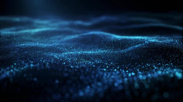 Mesmerizing Ocean of Glowing Blue Particles Swirling in Vast Dark Space, Creating Magical Atmosphere of Wonder and Beauty