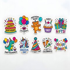 Naklejka premium stickers of happy birthday