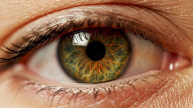 Extreme close-up of human eye iris and pupil detail.
