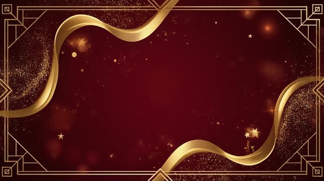Luxurious celebration featuring golden stars and sparkling glitter on deep red background, creating festive atmosphere for all
