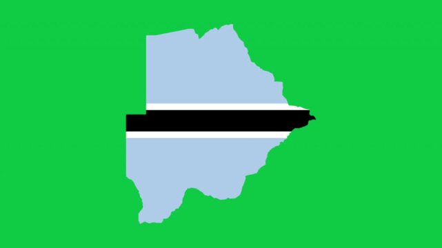 Botswana map pop animation with flag colors and green background