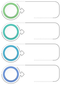 Four step workflow infographic with circular elements and arrows