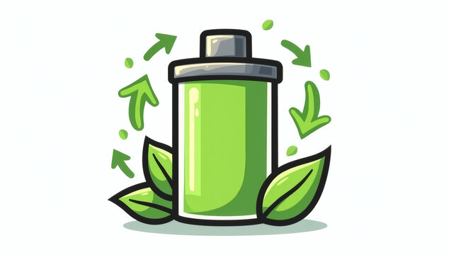 Eco-Friendly Rechargeable Battery Icon Symbolizing Sustainable Energy and Environmental Conservation