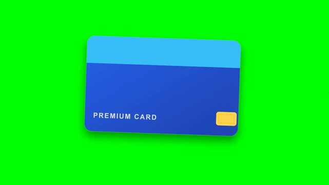 Premium Credit Card Floating on Green Screen Background.