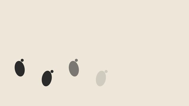 Minimalist loading animation with bouncing ellipse shapes on soft beige 4k background, motion abstract