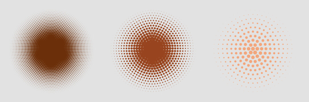 Set of halftone circles. Vector illustration.