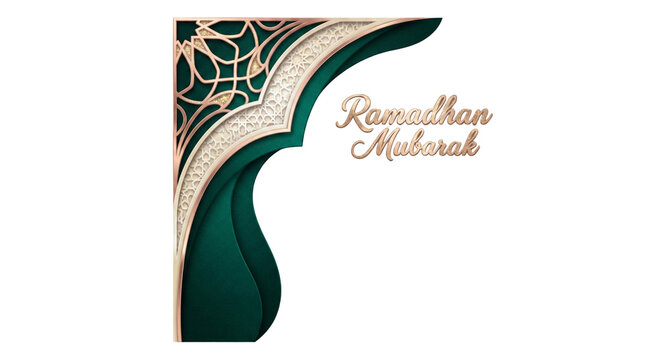 Elegant corner border design with Islamic geometric patterns for Ramadhan Mubarak greeting card.