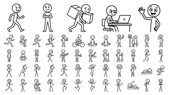 Large collection of diverse stick figure icons representing various activities.