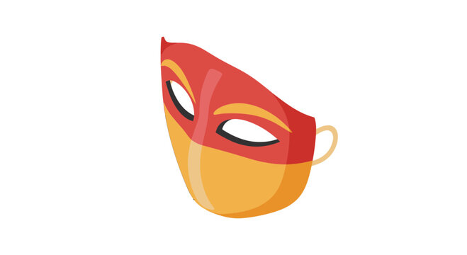 Vibrant red and yellow theatrical carnival mask