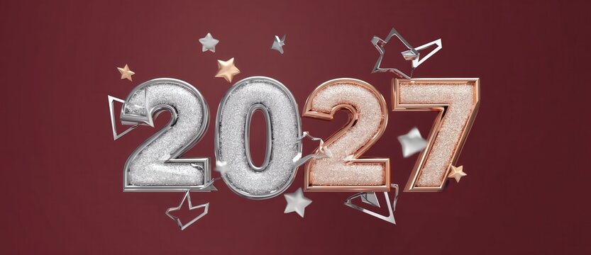 Silver 2027 New Year Sketch Style Background