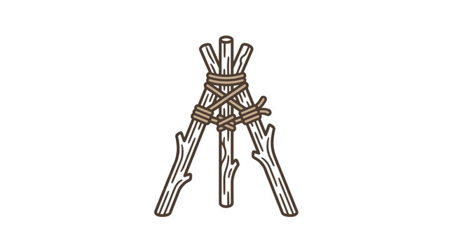 Illustrated bundle of sticks tied together with rope.