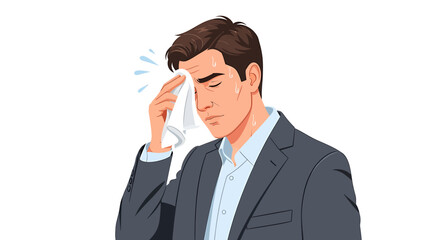 Male Candidate Wiping Sweat with Handkerchief