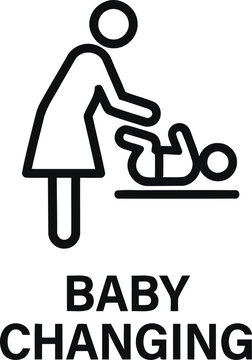 Baby changing station signage pictogram of parent with infant on changing table