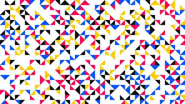 Abstract geometric pattern with colorful triangles on white background