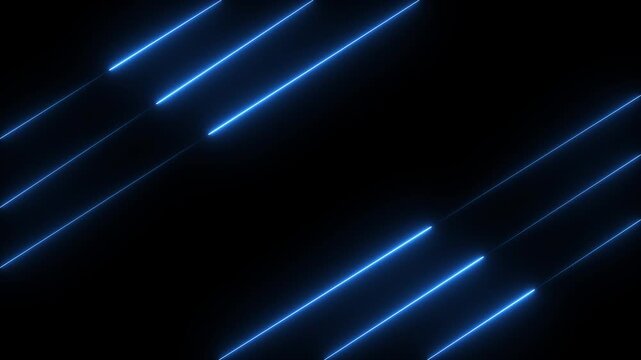 Abstract blue lights animated on a dark background. abstraction neon Lines moving up screen 4k animation video.