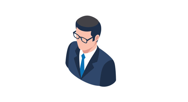 Isometric businessman avatar wearing suit and glasses