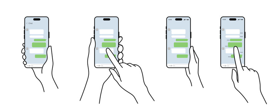 手で持ってるスマホ　背景有　LINE