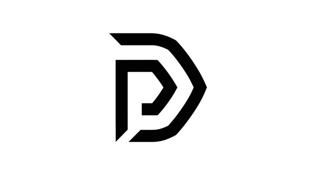 Abstract geometric shape logo design letter d and p combination