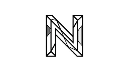 Fototapeta premium Geometric letter n monogram decorative art nouveau design