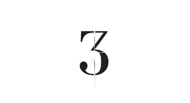 Number three stylized graphic element clean background