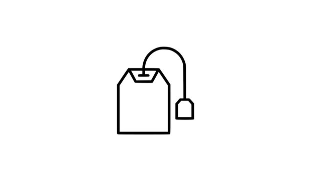 Black and White Tea Bag Outline Vector Icon