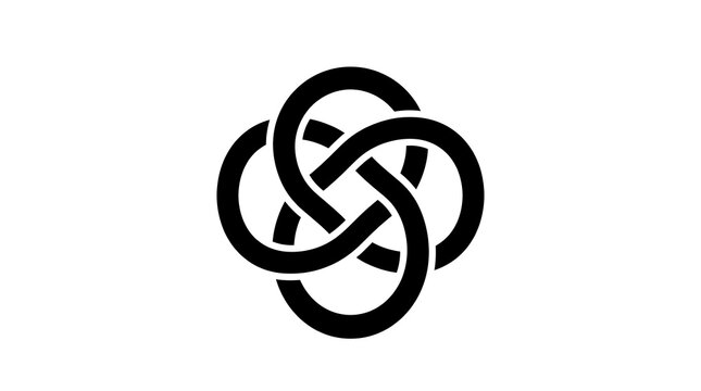 Celtic knot symbol, fourfold interlaced design, isolated on white background