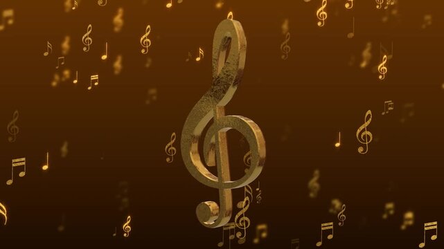 golden 3d music note and shiny glittering gold notas animation,song, melody and concert stream social media motion background